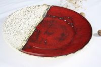 Biało-czerwona patera ceramiczna